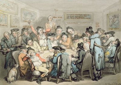 La sala del club de suscripción de Thomas Rowlandson